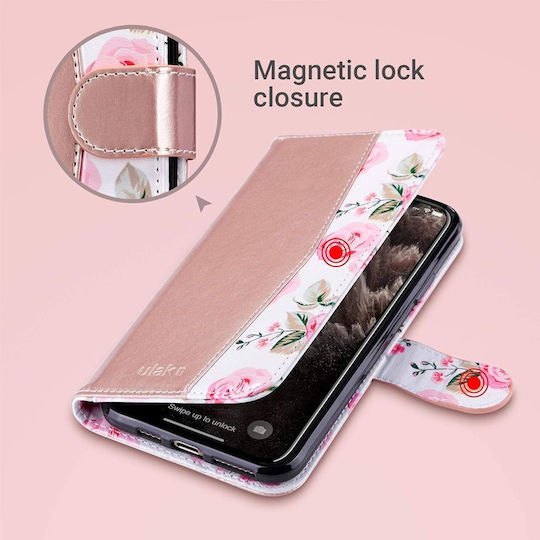 Wallet Piele artificială / Piele / Silicon Rose Gold (iPhone 13 Pro Max)