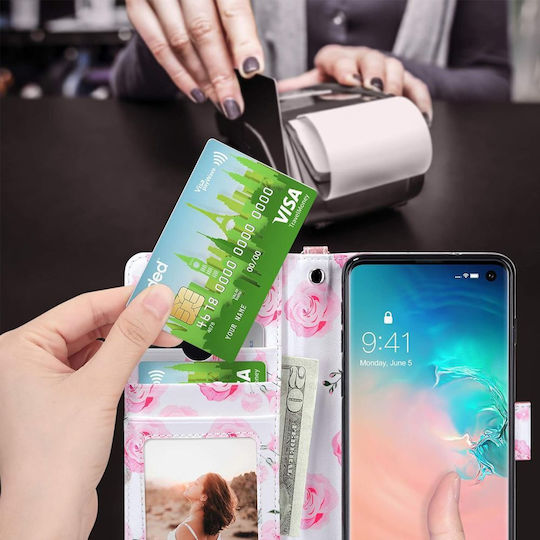 Wallet Δερματίνης / Δερμάτινο / Σιλικόνης Ροζ Χρυσό (Galaxy S10)