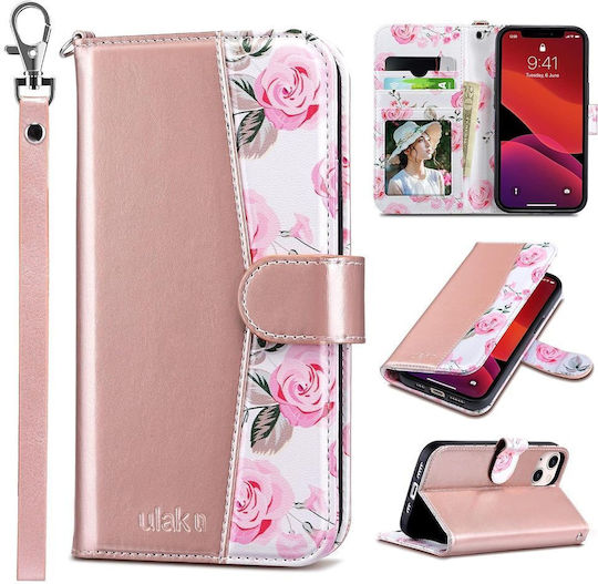 Wallet Δερματίνης / Δερμάτινο / Σιλικόνης Ροζ Χρυσό (iPhone 13)