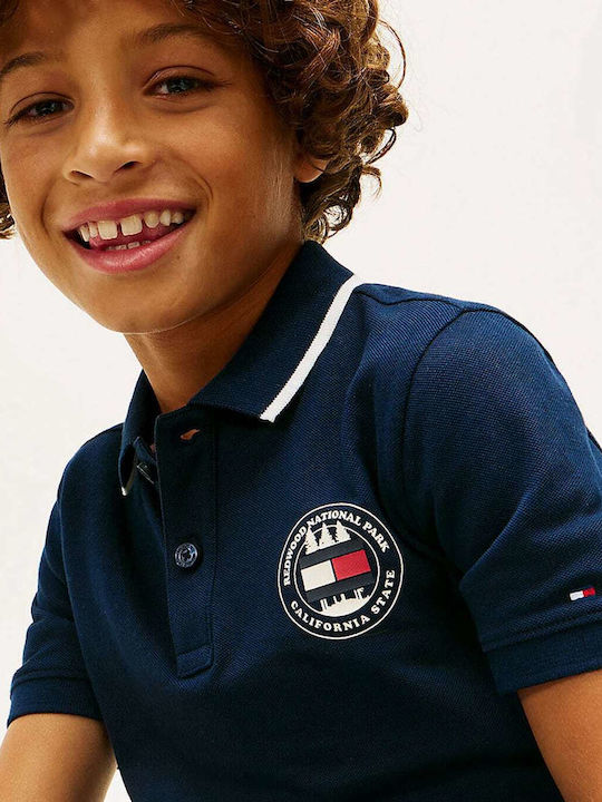 Kids Short-sleeved Polo Dark Blue