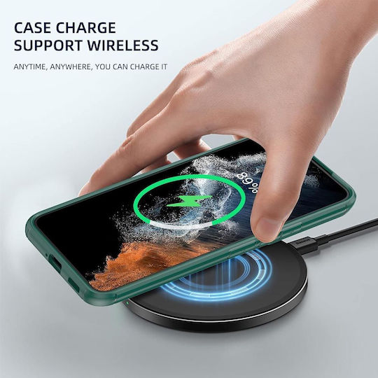 Jup 7828321 8865-31 Калъф + Протектори Комплект Samsung Galaxy S22 Plus 360 Градусова Защита 6 В 1 TPU Тъмнозелен