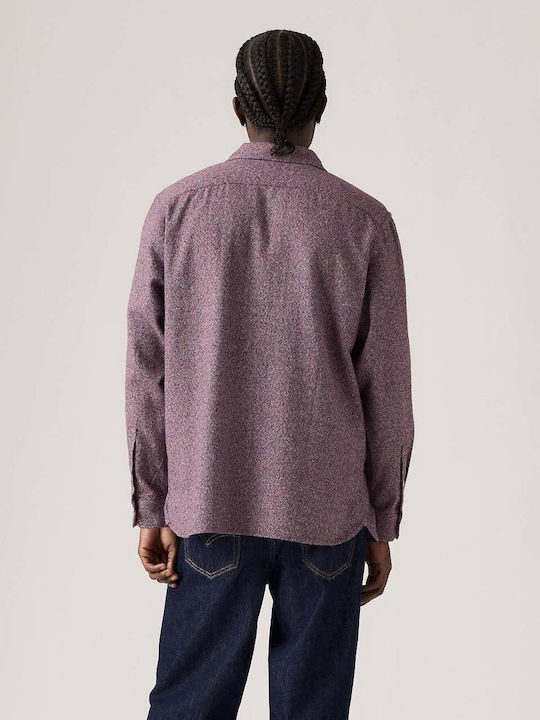 Jackson Worker Long Sleeve Flannel Overshirt in Wide Line Burgundy