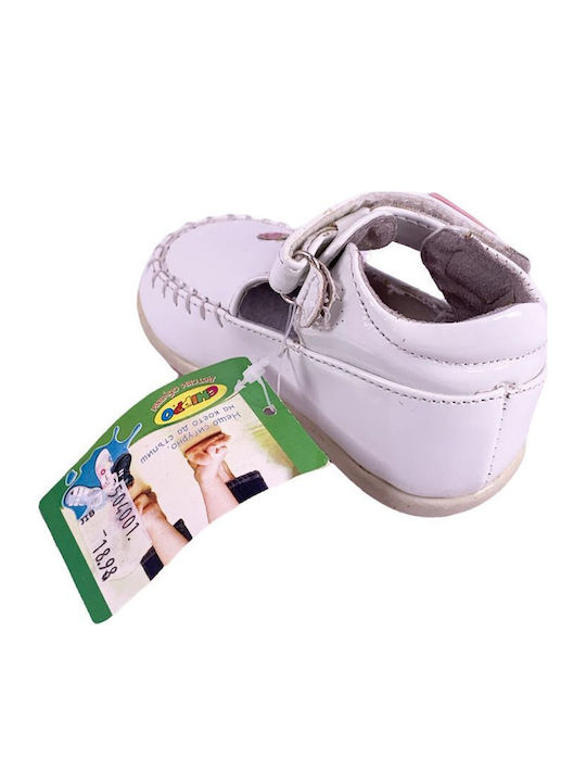 Pantofi copii din piele Albi