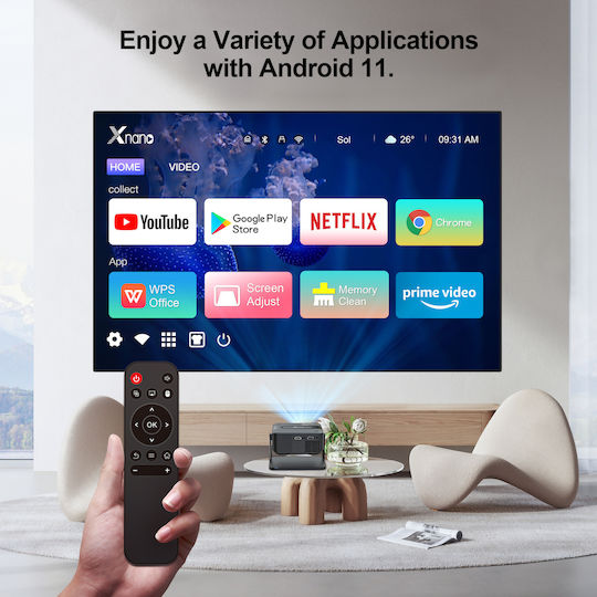 Xnano HA109 Mini Proiector LCD HD cu Wi-Fi și Difuzoare Incorporate Negru