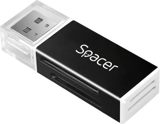 External Card Reader Spacer Usb 2.0 Interface Reads Writes Sd Microsd Xs Sm; Plastic Black