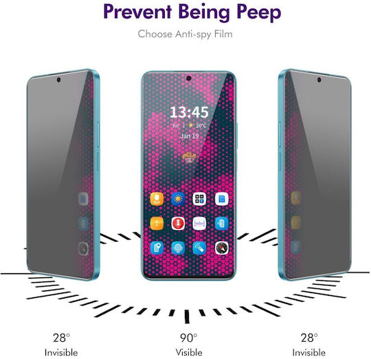 Enkay Privacy Full Face Tempered Glass Μαύρο (Moto G14 / G54 / G54 Power)