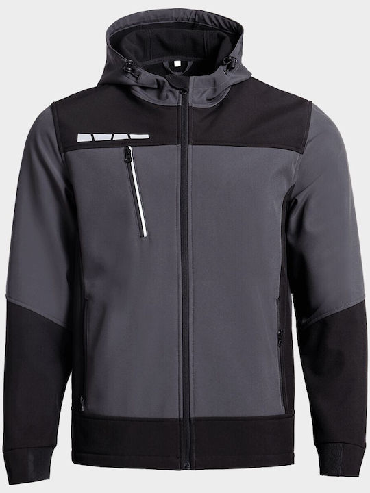 Stenso Rune Work Jacket Softshell with Fleece Lining and with Hood Gray