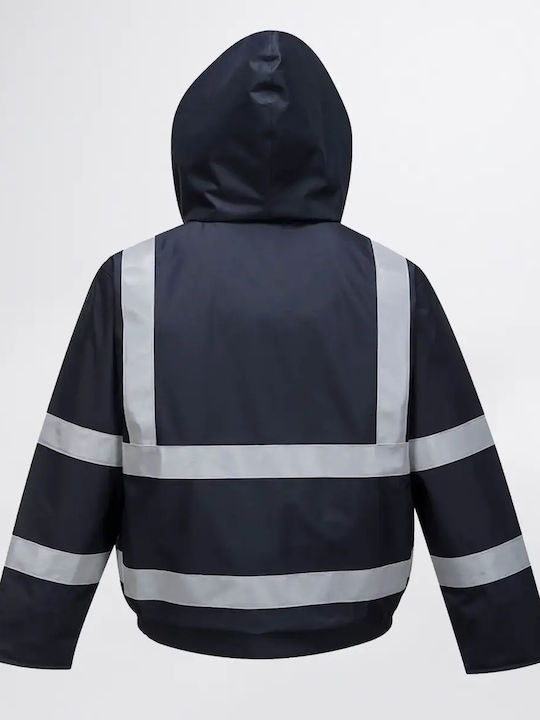 Portwest Work Jackets Reflective with Hood Navy Blue