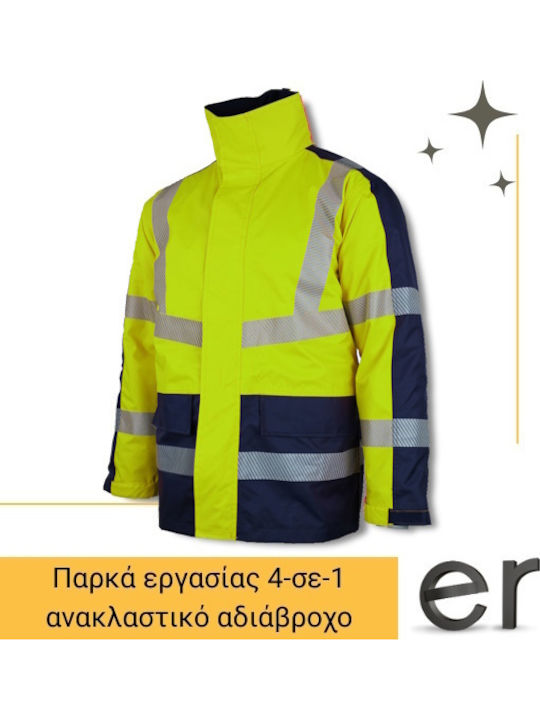 Lacuna Work Jacket Reflective with Fleece Lining Yellow