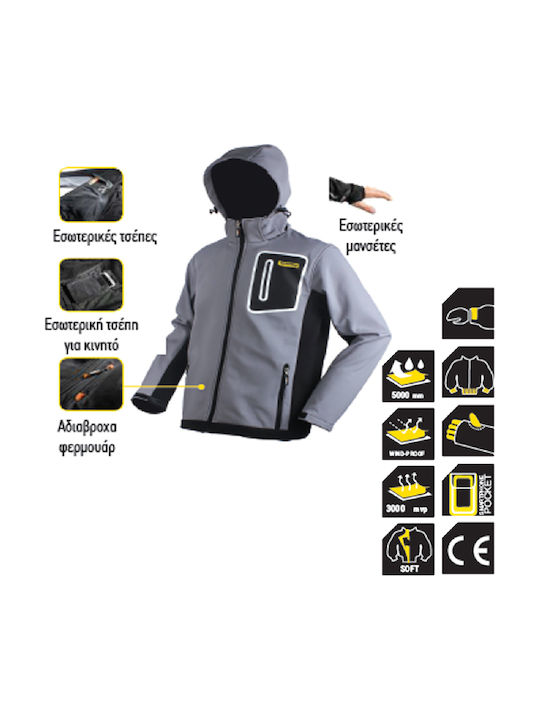 Topmaster Μπουφάν Εργασίας Softshell με Κουκούλα Γκρι