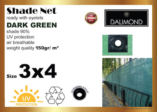 Dalimond Schattierungsnetz Grün Mit Hoop 4x5m 150gr/m²