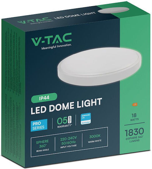 V-TAC Deckenleuchte Badezimmer 25cm Weiß mit Integrierter LED
