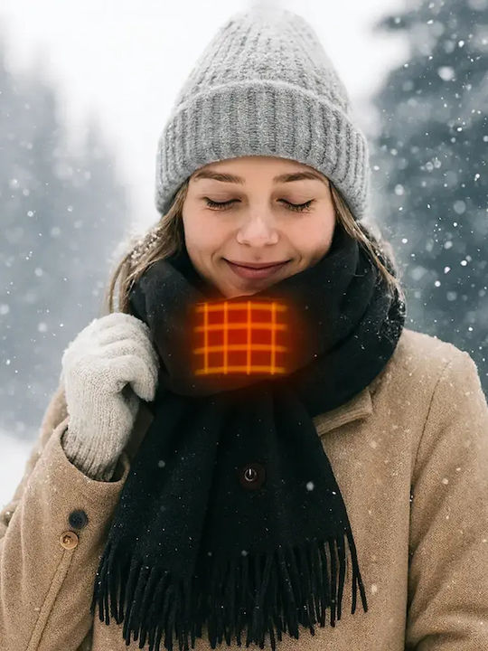 Fular din lână pentru femei Fleece Negru