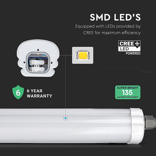 Led Waterproof IP65 Fluorescent Type Lighting Batten 150cm V-tac Cree Vhip Led 48w 6430lm 4000k – 2162876