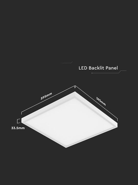 V-TAC Τετράγωνο Χωνευτό LED Panel 36W με Ψυχρό Λευκό Φως 6500K 60x60εκ.