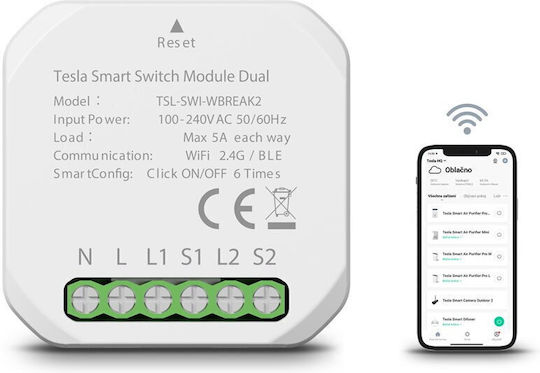 Tesla Smart Switch Dimmer 2 Καναλιών Wi-Fi & Bluetooth 5A