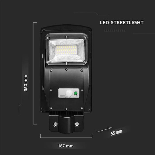 V-TAC Street Solar Light 6W 800lm Cold White 6000K with Remote Control IP65