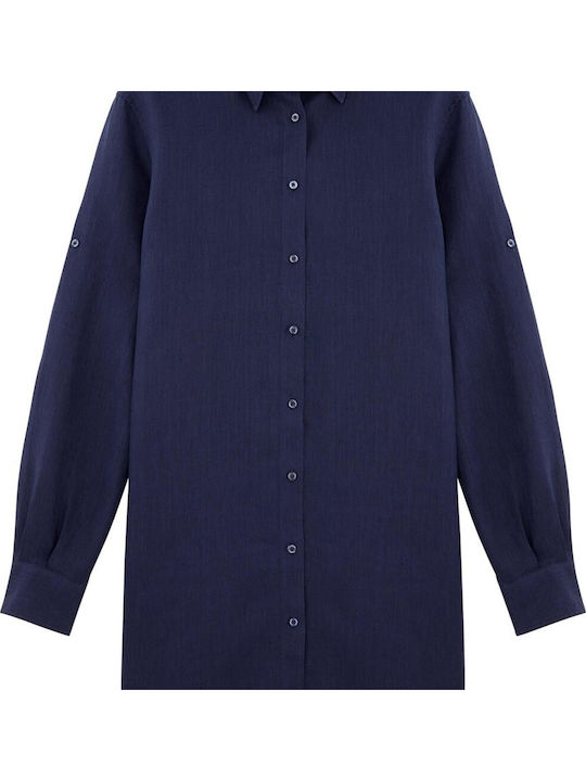 Langärmelig Damen Hemd Marineblau