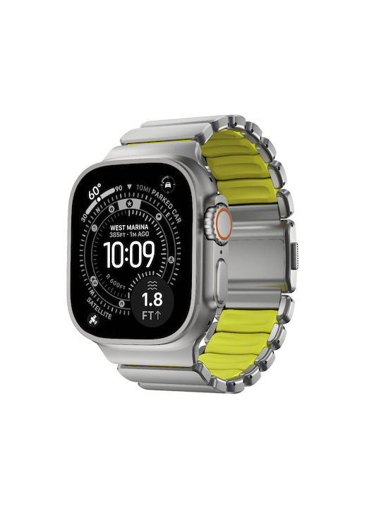 Nomad Stratos Titanium Grade 4 Band FKM Metal Bracelet Apple Watch Series 42 44 45 46 49mm Ultra 1 2 3 Natural Titanium Volt Lime Green Nm011147858