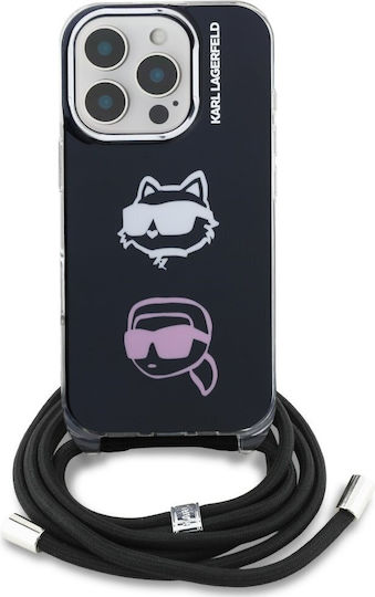 Karl Lagerfeld Iml Umschlag Rückseite Silikon / Kunststoff mit Band Schwarz (iPhone 17 Pro Max / iPhone 17 Pro / iPhone 16 Pro Max)