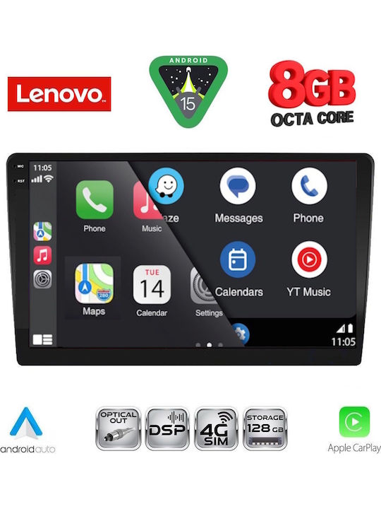 Lenovo Auto-Audiosystem (Bluetooth/USB/WiFi/GPS/Apple-Carplay/Android-Auto) mit Touchscreen 9"