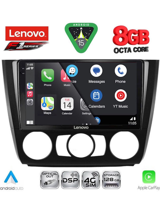 Lenovo Car Audio System for BMW Series 1 2004-2013 with A/C (Bluetooth/USB/WiFi/GPS/Apple-Carplay/Android-Auto) with Touch Screen 9"