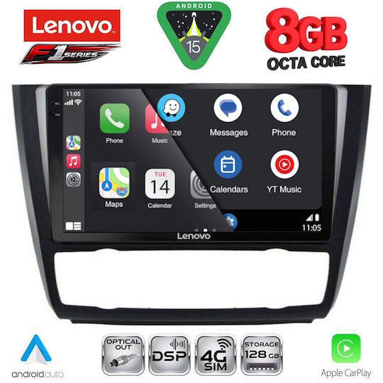 Lenovo Car Audio System for BMW Series 1 2004-2013 with A/C (Bluetooth/USB/WiFi/GPS/Apple-Carplay/Android-Auto) with Touch Screen 9"