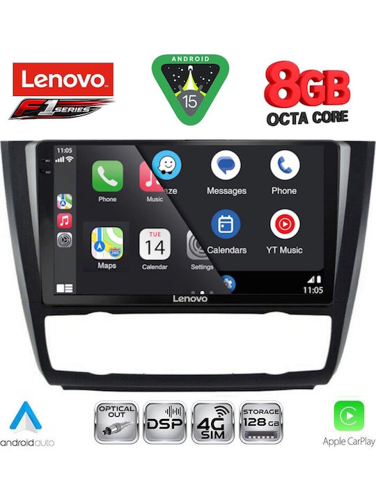 Lenovo Car Audio System for BMW Series 1 2004-2013 with Clima (Bluetooth/USB/WiFi/GPS/Apple-Carplay/Android-Auto) with Touch Screen 9"
