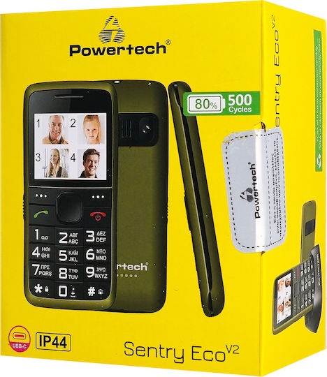 Powertech Eco V2 PTM-42 Dual SIM Mobile with Large Buttons Haki