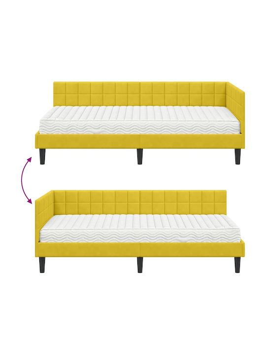Einzelbett Mit Samt Gelbe Samt Mit Lattenrost & Matratze 94x190cm