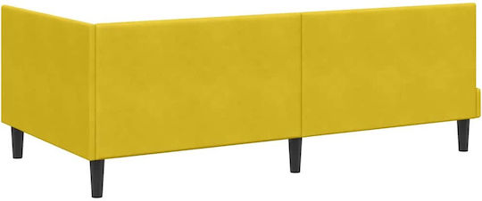 Pat Single Tapitat Cu Catifea Galbenă Catifea Galbenă Cu Plăci Și Saltea 90x190cm
