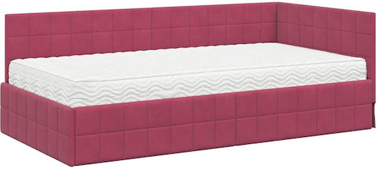 Einzelbett Mit Samt Grün Samt Rot Mit Lattenrost & Matratze 100x200cm
