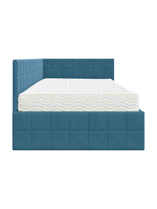 Einzelbett Mit Samt Blau Mit Lattenrost & Matratze 94x200cm