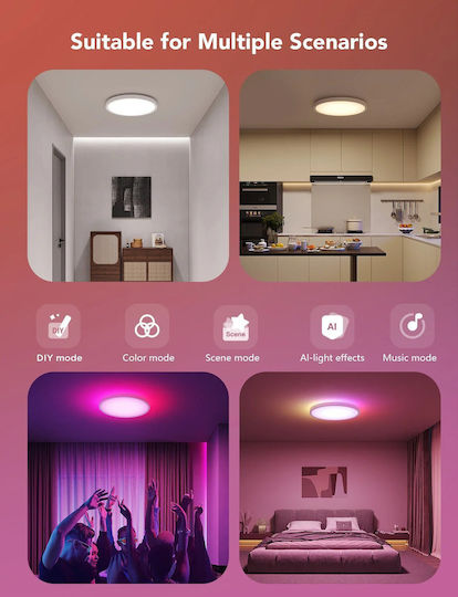 Govee Παραλληλόγραμμο Εξωτερικό LED Panel 24W με RGBIC Φως 30.5x30.5εκ.