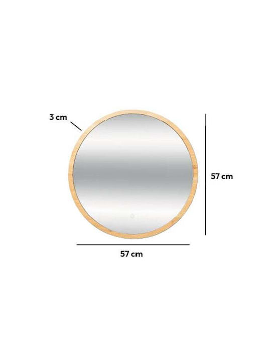 5Five F-V Round Στρογγυλός Καθρέπτης Μπάνιου Led από MDF 57x57cm Καφέ
