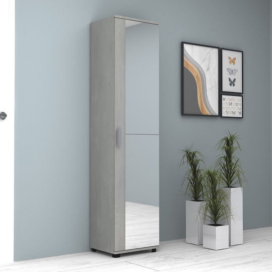 Ușă simplă Dulap de Haine Visla cu Oglindă Beton gri 45x36x187cm