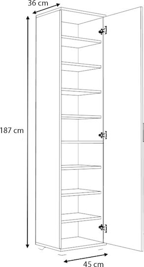 Ușă simplă Dulap de Haine Visla cu Oglindă Beton gri 45x36x187cm