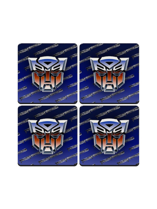 Koupakoupa Transformers Untersetzer Hölzernes Blau 4Stück