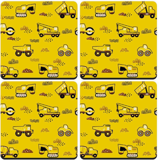 Koupakoupa Wooden Yellow Coasters 4pcs