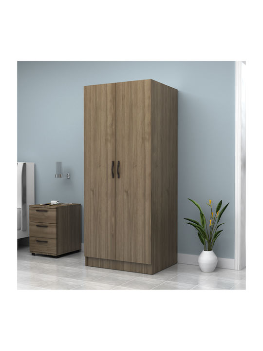 Double Door Wardrobe Vivian Walnut 80x51.8x181cm