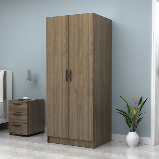 Double Door Wardrobe Vivian Walnut 80x51.8x181cm
