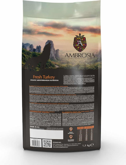 Ambrosia 5kg Dry Food Grain-Free for Senior Neutered Dogs with Turkey