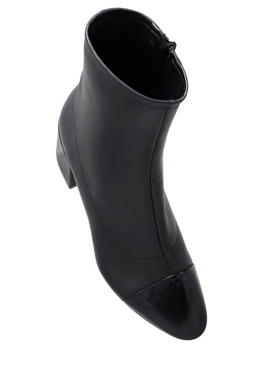 Leder Stiefeletten Damen Schwarz
