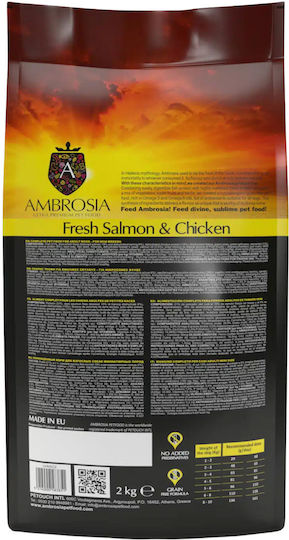 Ambrosia Fresh Salmon & Chicken 2kg Trockenfutter ohne Getreide für erwachsene Hunde kleiner Rassen mit Huhn und Lachs