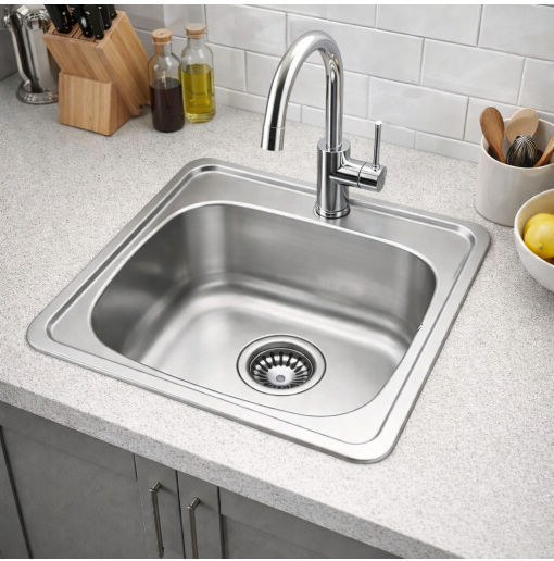 Finetto Drop-In Küchenspüle Inox Satiniert M38xP38cm Silber