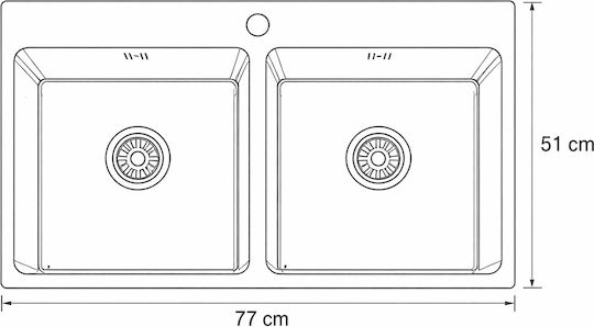 Finetto Drop-In Мивка Inox Сатен Ш77xД51см Сребрист