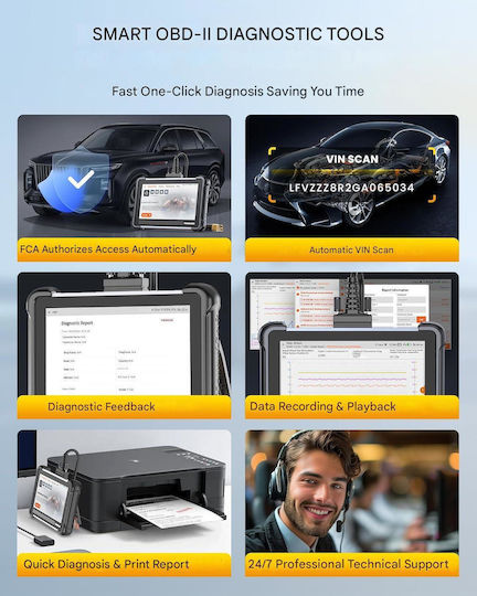Tester Auto Profesional Thinkscan 672 Obd2 Scanner Diagnostic 28 Resetări Sistem Diagnosticare Completă Testare Bi Activă Compatibil Canfd Ecran Color Negru Galben