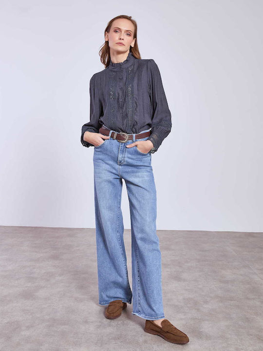 Celestino Women's Shirt Embroidery Dark Blue