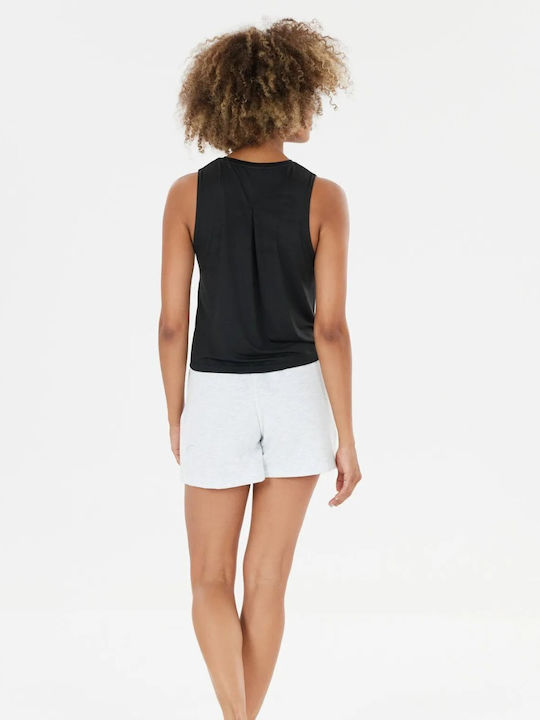 Γυναικείο Αθλητικό Crop Top Αμάνικο Black