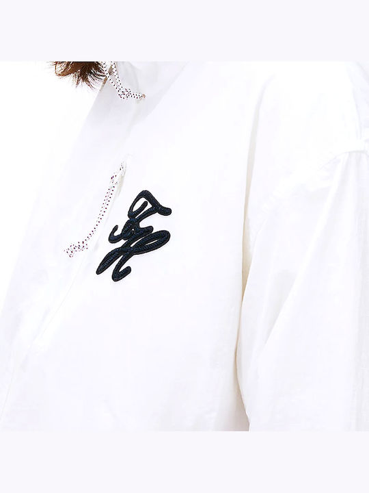 Μακρύ Γυναικείο Μπουφάν για Άνοιξη/Φθινόπωρο Λευκο